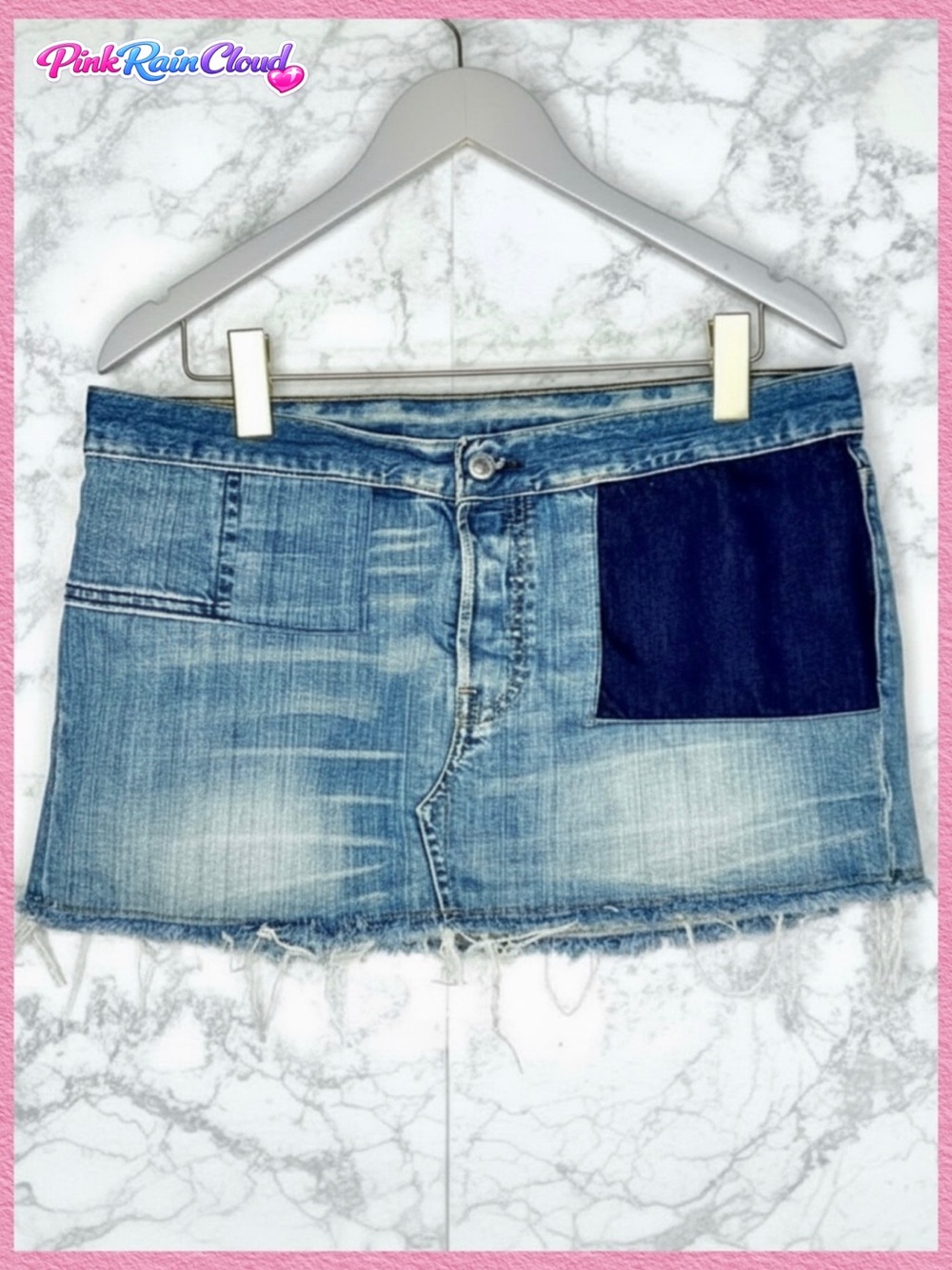 Levi’s 501 Button Fly Patchwork Denim Mini Skirt Women’s W32 Distressed Cotton